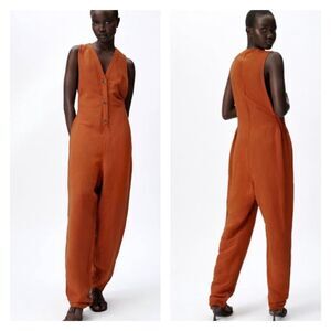 NWOT ZARA Linen Blend Jumpsuit S